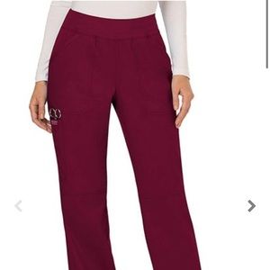 Cherokee Elastic Waistband Cargo Scrubs in Wine